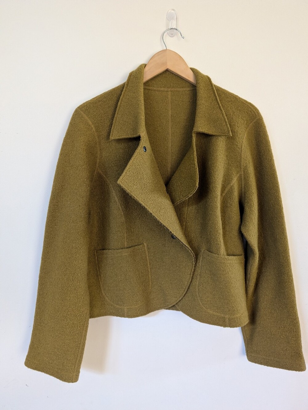 Babette 100% Wool Boiled Wool Olive Mustard Green Women's Jacket XS